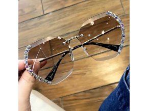Brýle - velké módní sluneční brýle se kamínky po straně brýlí  - sluneční brýle - dárky pro ženu