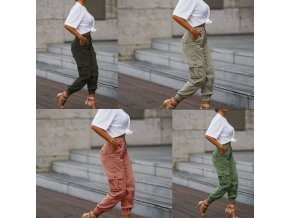 oblečení  - dámské kalhoty - nadměrné velikosti - dámské módní cargo kalhoty s kapsami - výprodej skladu