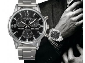 Pánské hodinky MiGEER s kovovým páskem ve stříbrné barvě - tip na dárek pro něho
