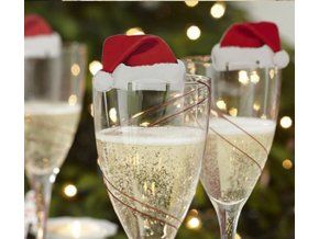 Vánoční dekorace na skleničky santovské čepičky - 10 kusů