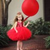 Společenské elegantní plesové šaty tylové pro dívky červené
