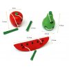 Pro děti- veselé dřevěné hračky na provlékání- jablko, meloun a hruška- Vhodný jako dárek k Vánocům
