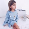 Pro děti- dívčí teplé šaty pohodlné modré- SLEVA