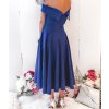 Dámské luxusní plesové modré elegantní šaty s rozparkem NOVINKA