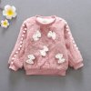 Dětské oblečení- dívčí huňatý teplý svetr růžový s mašličkami- VÝPRODEJ SKLADU