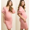 Těhotenské oblečení- společenské plesové růžové šaty NOVINKA