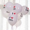 Balonky- nafukovací bílý a červený balonky I LOVE YOU 10ks- Výprodej skladu