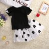 Dětské oblečení- dívčí set tričko s mašlemi a sukně s květinami