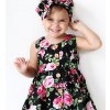 Dětské dívčí letní set šaty kytkované s čelenkou