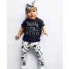 Dětské oblečení- dětský set tričko s krátkym rukávem, legíny a čelenka Daddy is my hero