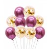 10 Ks mix balonků s konfetami růžovobílé na párty, narozeniny