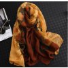 Pro ženy- Elegantní dámský dvoubarevný šátek s květinovým vzorem v podzimních barvách- Tip na dárek