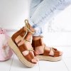 Dámské boty - dámské sandály - sandále na vysoké a slaměné podrážkou