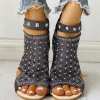 Letní boty - dámské sandále - dámské boty - sandále na klínku zdobené kamínky