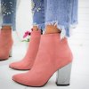 boty - dámské boty - boty na podpatku - boty na zimu - semišové barevné boty se stříbrným podpatkem