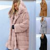 Dámské oblečení - kabát - zimní huňatý kabát s kapucí - nadměrné velikosti - dámské zimní kabáty - dámské kabáty