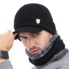 Oblečení - pánská set zimní šály + čepice s kšiltem - čepice - zimní čepice - kšiltovka - šála