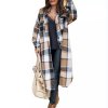 Oblečení - dámský dlouhý podzimní kostkovaný kabát - dámský kabát - výprodej skladu
