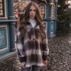 Oblečení - kabát - dámský podzimní módní kostkovaný kabát - dámský kabát - výprodej skladu