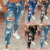 Oblečení - džíny - dámské džínové trhané kalhoty na gumu - dámské kalhoty - výprodej skladu