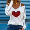 Oblečení - mikina - dámská módní tričko s odhalenými rameny s různými potisky - trička s potiskem - dámská trička