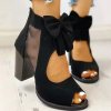 Boty - dámské boty - dámské  boty na širokém podpatku s mašlí - dámské sandály - slevy dnes