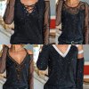 Dámské oblečení - dámská trička - dámské módní trička v černé barvě ve čtyřech variantách - dámské halenky