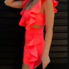 Dámské oblečení - sukně- dámský letní set v neonové barvě sukně + top s volánky - top - dárky pro ženu
