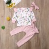 Dětské oblečení - dětský set oblečení pro holčičku v růžové barvě s květinovým potiskme - dětské tepláky - mikiny