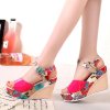 Boty - dámské boty - dámské letní boty na platformě se vzory květin - dámské sandály - dárky pro ženy