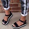 Boty - dámské boty - dámské letní černé sandály s barevným pruhem - dámské sandály - dámské letní boty