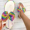 Boty - dámské boty - letní žabky zdobené barevnou mašlí a kamínky - dámské pantofle - dámské žabky - výprodej
