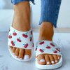 Boty - dámské boty - dámské letní pohodlné pantofle s třešněmi - dámské pantofle - pantofle