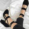 Boty - dámské boty - dámské semišové boty na širokém podpatku s mašlí na vázání - dámské sandály