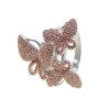 Šperky - prsten - krásný rose gold prstýnek s motýly zdobený kamínky - bižuterie - motýly