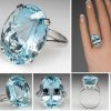 Luxusní dámský prsten s akvamarínem - SLEVA 60% (Velikost 10 (19,8 mm))