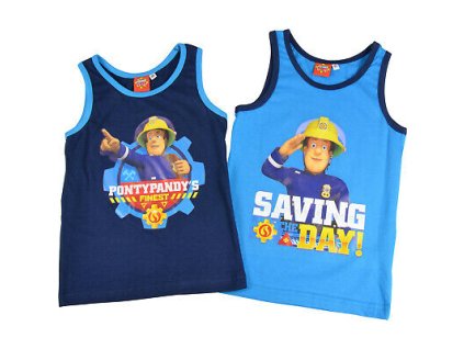 Feuerwehrmann Sam Kinder Jungen Hemdchen 2er Pack blau
