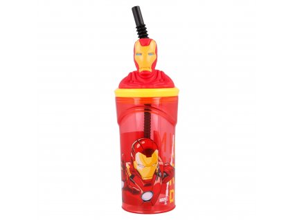 Kelímek s brčken a 3D figurkou 360 ml - Iron man, Avengers 1