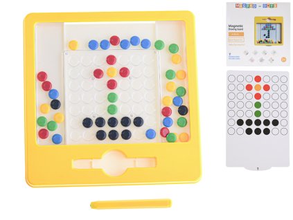 Mozaika magnetická 20x20cm s perem, 7 předlohových karet a 50ks magnetků v krabičce