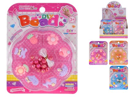 Korálky navlékací s prstýnky na kartě