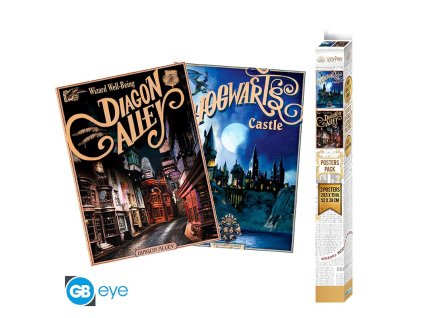 HARRY POTTER - Sada 2 plakátů - Retro Bradavice&Diagon (52x38) 1