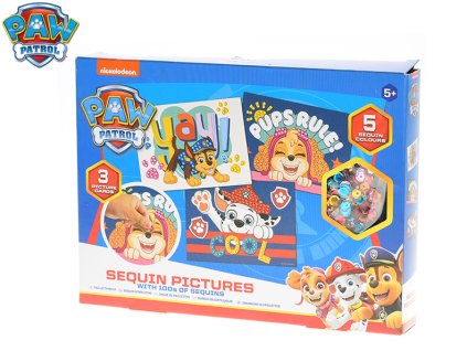 Paw Patrol mozaika 3druhy obrázků 21x15cm s flitry a lepidlem v krabičce
