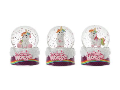 Sněhová koule/Těžítko jednorožec kůň 7cm v krabičce 11x13x11cm