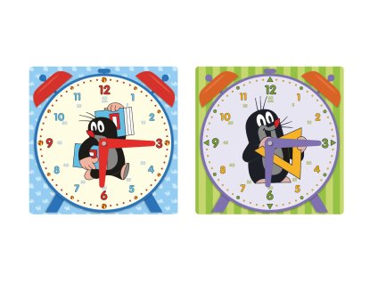 Výukové papírové hodiny 21x21cm Krtek mix barev
