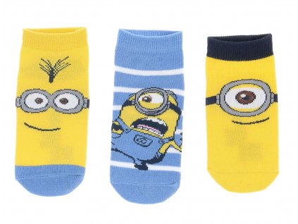 Dětské ponožky MIMONI 3 pack kotníkové žlutomodré