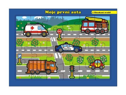 Puzzle deskové Moje první auta s říkankami 26x17cm 24 dílků