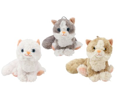 Kočka sedící plyš 20cm se zvukem 3 barvy 0+