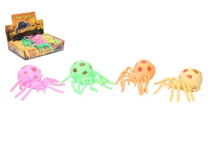 pavouk mackaci antistresovy sliz silikon 10cm 4 barvy 12ks v boxu