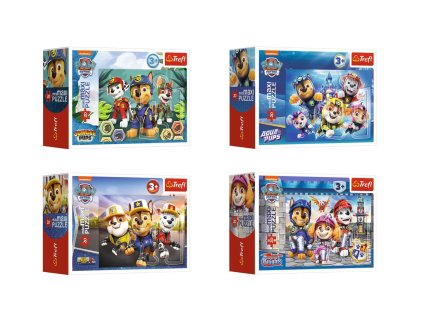 minipuzzle minimaxi 20 dilku tlapkova patrola paw patrol 4 druhy v krabicce 11x8x4cm 24ks v boxu