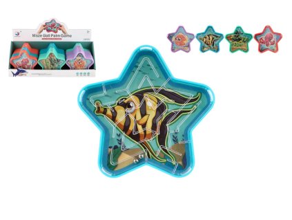 bludiste hlavolam s kulickou hvezda plast 9cm 4 barvy 24ks v boxu